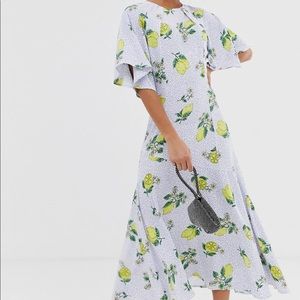 Never Fully Dressed Lemon Flutter Sleeve Dress